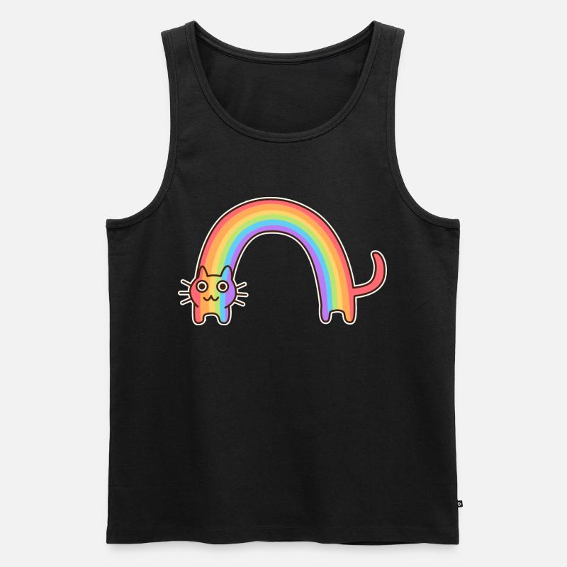 Regenbogenkatze. Buntes Design der Katze * - Männer Premium Bio Tank Top - Schwarz