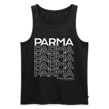 Parma Repeat Typo Emilia-Romagna - Männer Premium Bio Tank Top - Schwarz - Vorne - Michal (187cm)