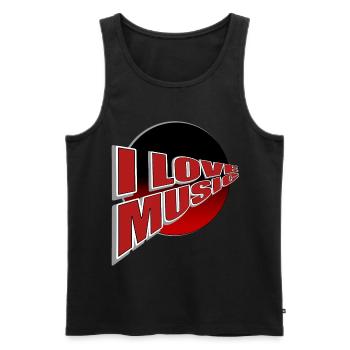 Ich liebe Musik - du auch? - Männer Premium Bio Tank Top - Schwarz - Vorne - Michal (187cm)