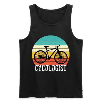Cycologue Funny Vintage Cycliste - Débardeur bio Premium Homme - noir - Devant - Michal (187cm)