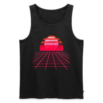 Sunset Vaporwave Retro Wave - Männer Premium Bio Tank Top - Schwarz - Vorne - AI Model Male 178 light (178cm)