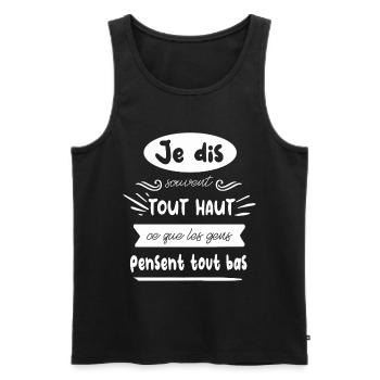Je dis tout haut sans filtre - Débardeur bio Premium Homme - noir - Devant - Michal (187cm)