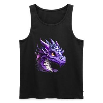 Dragon violet Kawaii - Débardeur bio Premium Homme - noir - Devant - Michal (187cm)