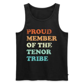 Proud Member of the Tenor Tribe retro hell - Men's Premium Organic Tank Top - black - Front - Michal (187cm)