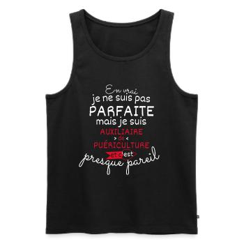 Pas parfaite mais auxiliaire de puériculture - Débardeur bio Premium Homme - noir - Devant - Michal (187cm)