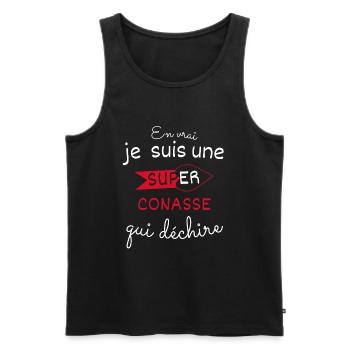 Super-Conasse qui Déchire - Débardeur bio Premium Homme - noir - Devant - AI Model Male 178 light (178cm)