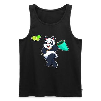 Pêche au filet de débarquement du panda pêcheur - Débardeur bio Premium Homme - noir - Devant - Michal (187cm)