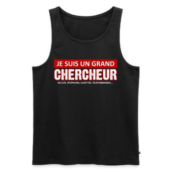 je suis un grand chercheur - Débardeur bio Premium Homme - noir - Devant - Michal (187cm)