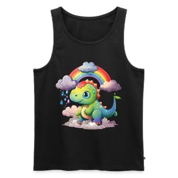 Dinosaure Dino Bébé Arc-en-ciel cadeau - Débardeur bio Premium Homme - noir - Devant - AI Model Male 178 light (178cm)