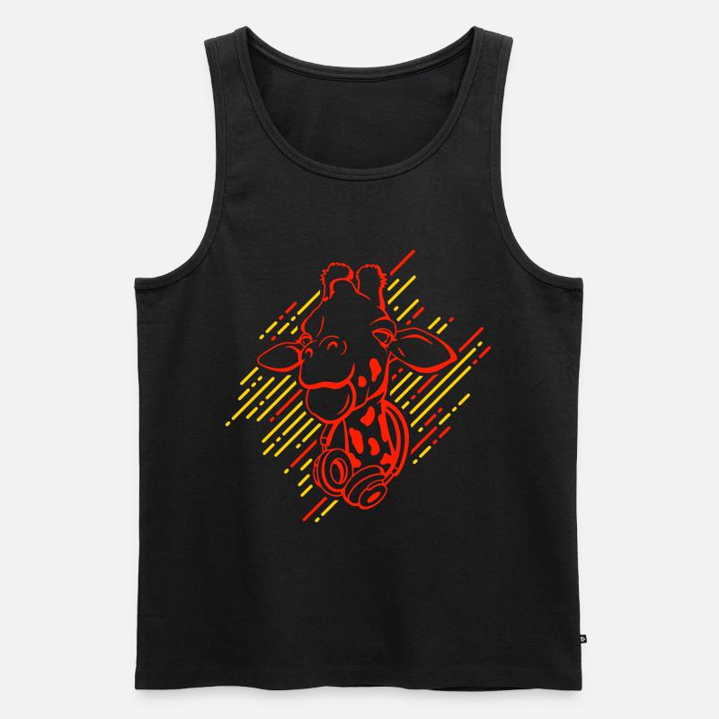 Coole Giraffe mit Kopfhörern - Männer Premium Bio Tank Top - Schwarz