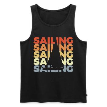 Vintage Sailing - Men's Premium Organic Tank Top - black - Front - Michal (187cm)