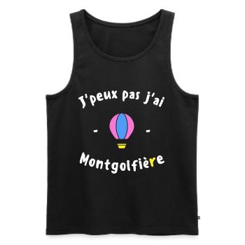 J peux pas j ai Montgolfière - Débardeur bio Premium Homme - noir - Devant - AI Model Male 178 light (178cm)