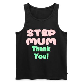 STIEFMUTTER DANKE - MUTTERTAG - Männer Premium Bio Tank Top - Schwarz - Vorne - AI Model Male 178 light (178cm)