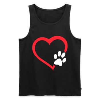 Rotes Herz mit weißer Hundepfote. Hund # - Männer Premium Bio Tank Top - Schwarz - Vorne - Michal (187cm)