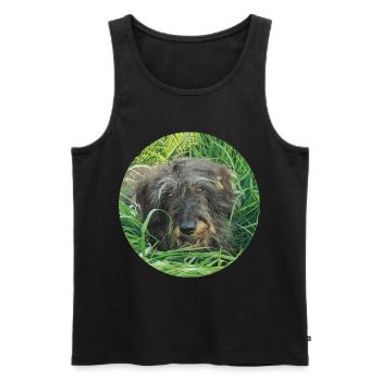 Cute wire-haired dachshund lifelike - dachshund - Men's Premium Organic Tank Top - black - Front - AI Model Male 178 light (178cm)