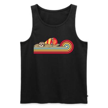 Faultier Sportler motiviert zum Faulenzen - Männer Premium Bio Tank Top - Schwarz - Vorne - Michal (187cm)