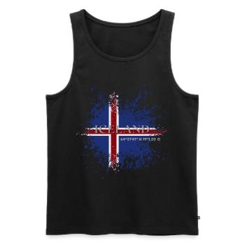 Flagge von Island Grunge, Isländischer Stolz - Männer Premium Bio Tank Top - Schwarz - Vorne - AI Model Male 178 light (178cm)