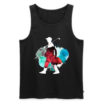 Golf Golfen Golfspieler Sport Hobby Club Bunt - Männer Premium Bio Tank Top - Schwarz - Vorne - Michal (187cm)