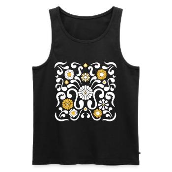Blumenfest L weiß und gelb - Männer Premium Bio Tank Top - Schwarz - Vorne - AI Model Male 178 light (178cm)