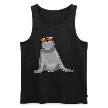 Seal Sunglasses - Men's Premium Organic Tank Top - black - Front - Michal (187cm)