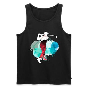 Golf Golfen Golfspieler Sport Hobby Club Bunt - Männer Premium Bio Tank Top - Schwarz - Vorne - Michal (187cm)