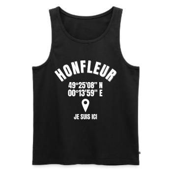 Honfleur, Normandie, côte fleurie - Débardeur bio Premium Homme - noir - Devant - Michal (187cm)