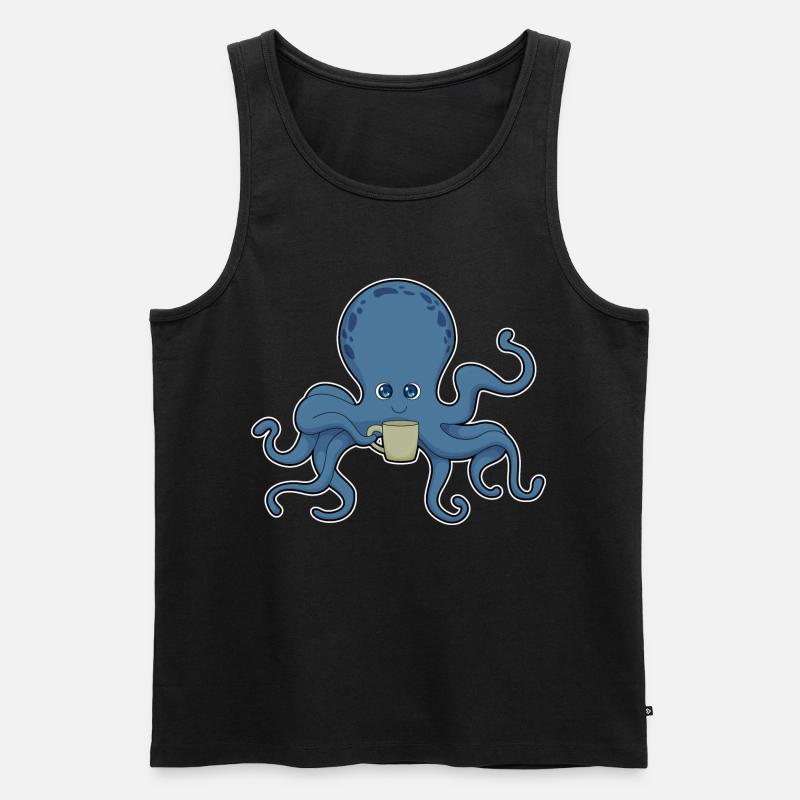 Krake Becher - Männer Premium Bio Tank Top - Schwarz