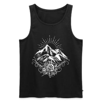 Wandern Berge Edelweiss - Männer Premium Bio Tank Top - Schwarz - Vorne - Michal (187cm)