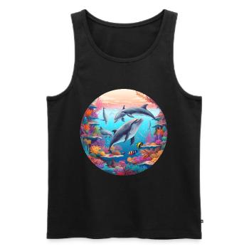 Underwater dolphin world in the reef - Men's Premium Organic Tank Top - black - Front - AI Model Male 178 light (178cm)