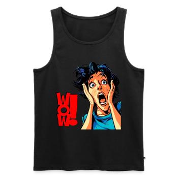 Scream WOW - Men's Premium Organic Tank Top - black - Front - AI Model Male 178 light (178cm)