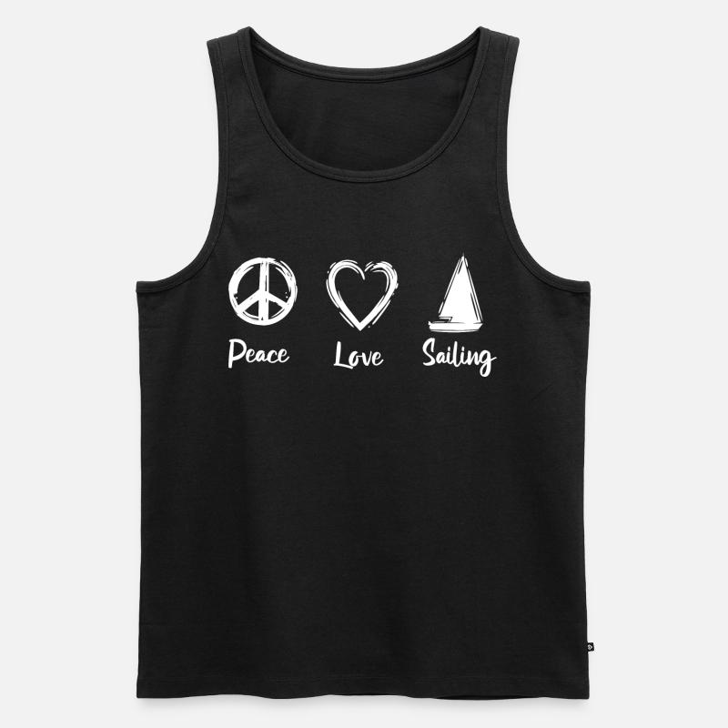 Peace Love Sailing - Männer Premium Bio Tank Top - Schwarz