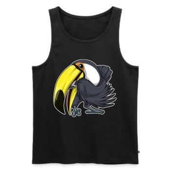 Toucan Musicien Harmonica Musique - Débardeur bio Premium Homme - noir - Devant - Michal (187cm)