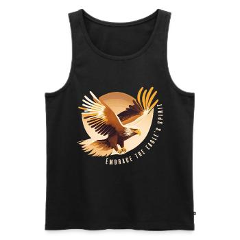 Aigle planant avec une citation inspirante - Débardeur bio Premium Homme - noir - Devant - AI Model Male 178 light (178cm)