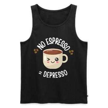 No Espresso = Depresso - Funny Coffee T-Shirt - Men's Premium Organic Tank Top - black - Front - AI Model Male 178 light (178cm)