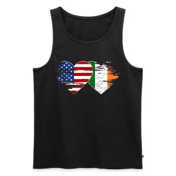 États-Unis Irlande drapeau coeur utilisé - Débardeur bio Premium Homme - noir - Devant - Michal (187cm)