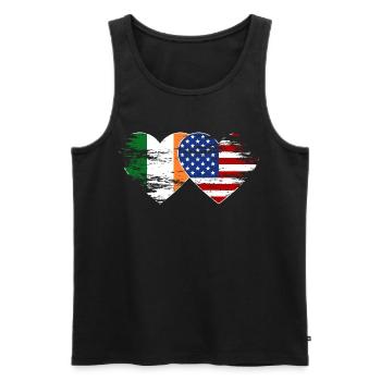 Irlande États-Unis drapeau coeur utilisé - Débardeur bio Premium Homme - noir - Devant - Michal (187cm)