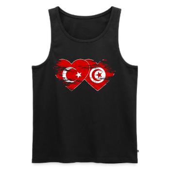 Turquie Drapeau Tunisie coeur utilisé - Débardeur bio Premium Homme - noir - Devant - Michal (187cm)