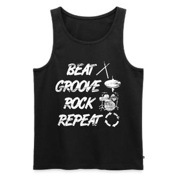Beat Groove Rock Repeat - Männer Premium Bio Tank Top - Schwarz - Vorne - AI Model Male 178 light (178cm)