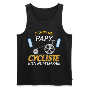 Papy à vélo c'est le plus fort cadeau homme - Débardeur bio Premium Homme - noir - Devant - AI Model Male 178 light (178cm)