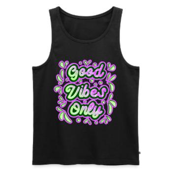 Good Vibes Only 2 - Men's Premium Organic Tank Top - black - Front - Michal (187cm)