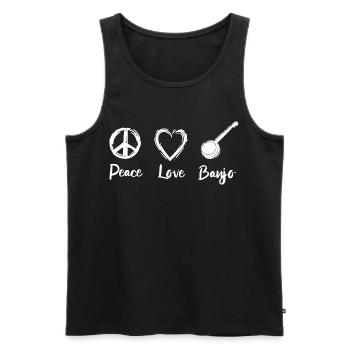 Peace Love Banjo - Débardeur bio Premium Homme - noir - Devant - AI Model Male 178 light (178cm)