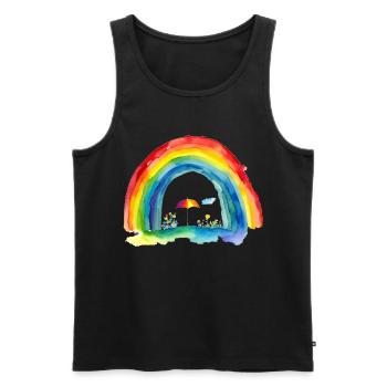 Regenbogen - Männer Premium Bio Tank Top - Schwarz - Vorne - Michal (187cm)