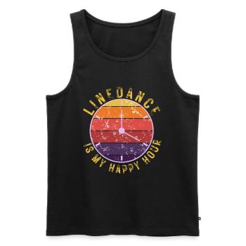Geschenkidee: Linedance is my happy hour - Männer Premium Bio Tank Top - Schwarz - Vorne - Michal (187cm)