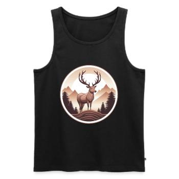 Deer Forest and Mountains - Men's Premium Organic Tank Top - black - Front - Michal (187cm)