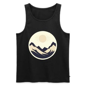 Montagnes au soleil - Débardeur bio Premium Homme - noir - Devant - Michal (187cm)