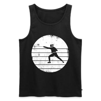 Dessin d’escrime - Débardeur bio Premium Homme - noir - Devant - AI Model Male 178 light (178cm)