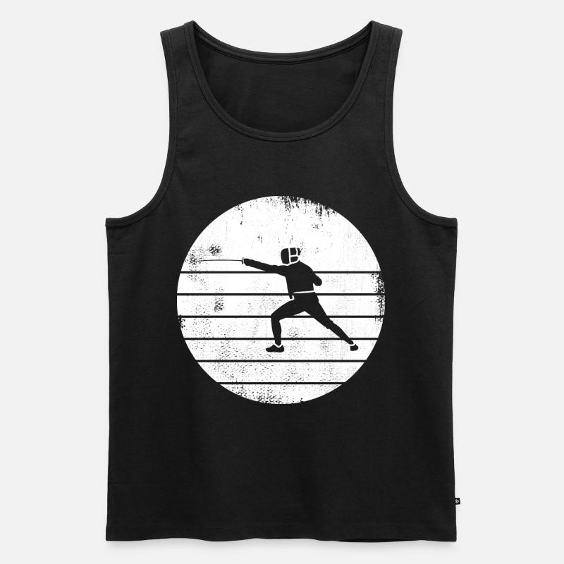 Fechter Zeichnung - Männer Premium Bio Tank Top - Schwarz