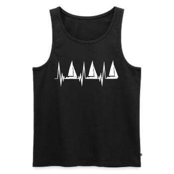 Sailing Heartbeat - Men's Premium Organic Tank Top - black - Front - Michal (187cm)