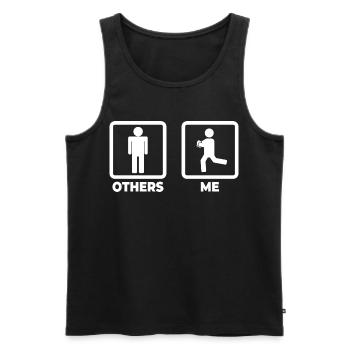 Rugby player stick figure - Men's Premium Organic Tank Top - black - Front - Michal (187cm)