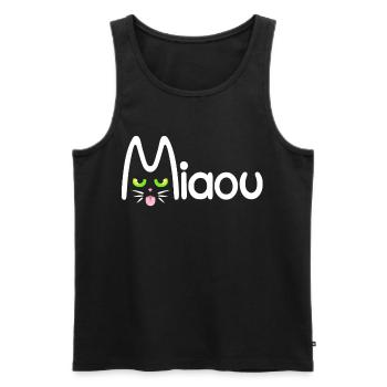 Miaou typographique - Débardeur bio Premium Homme - noir - Devant - Michal (187cm)